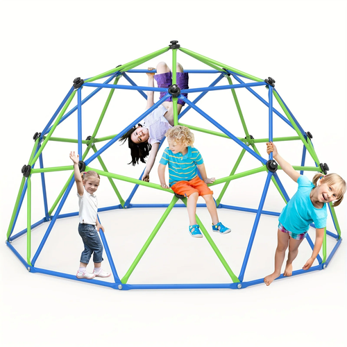 10FT Kids Climbing Dome with Hammock Swing Disc Swing Backyard Jungle Gym Steel Frame Outdoor Play Equipment 1000 LBS Capacity Gift for Boys Girls Ages 3-10