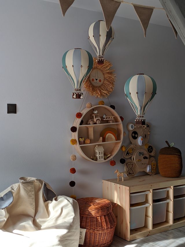 Hot Air Balloon - Mint Green and Grey