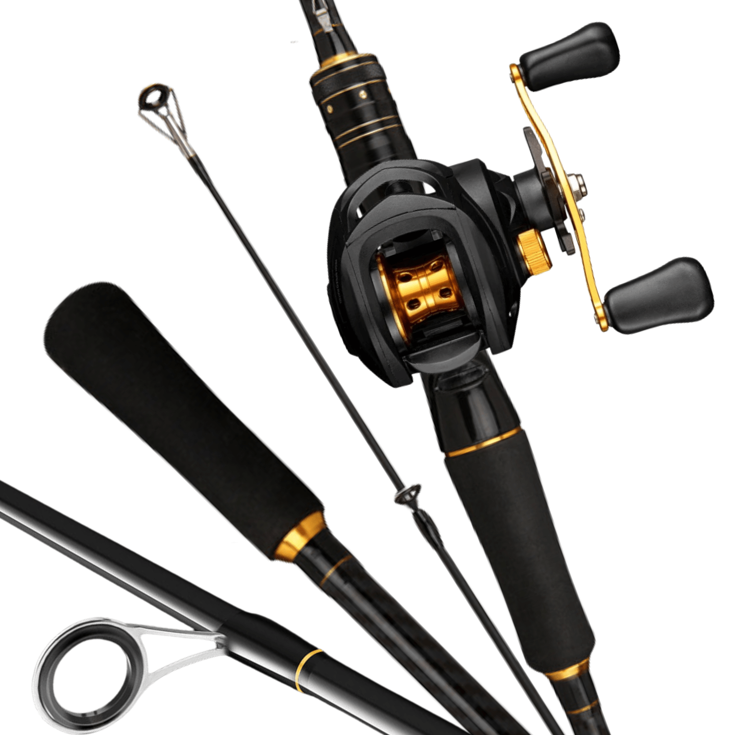 Carbon Fiber Fly Fishing Rod and Reel Combo Set 165cm Aluminum Alloy Reel EVA Grip Left Right Hand Fly Fishing Kit Black Gold Beginner Outdoor Fishing Gift