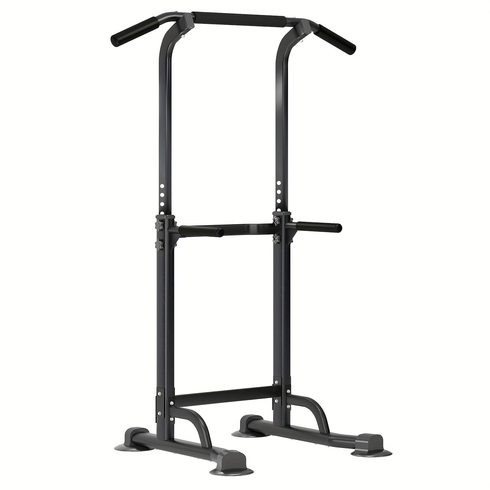 Power Tower Dip Station & Pull-Up Bar – Adjustable Height 65–83", 330 LB Capacity, H-Base Steel Frame for Pull-Ups, Chin-Ups, Dips & Knee Raises | Home Gym Strength Training Equipment
