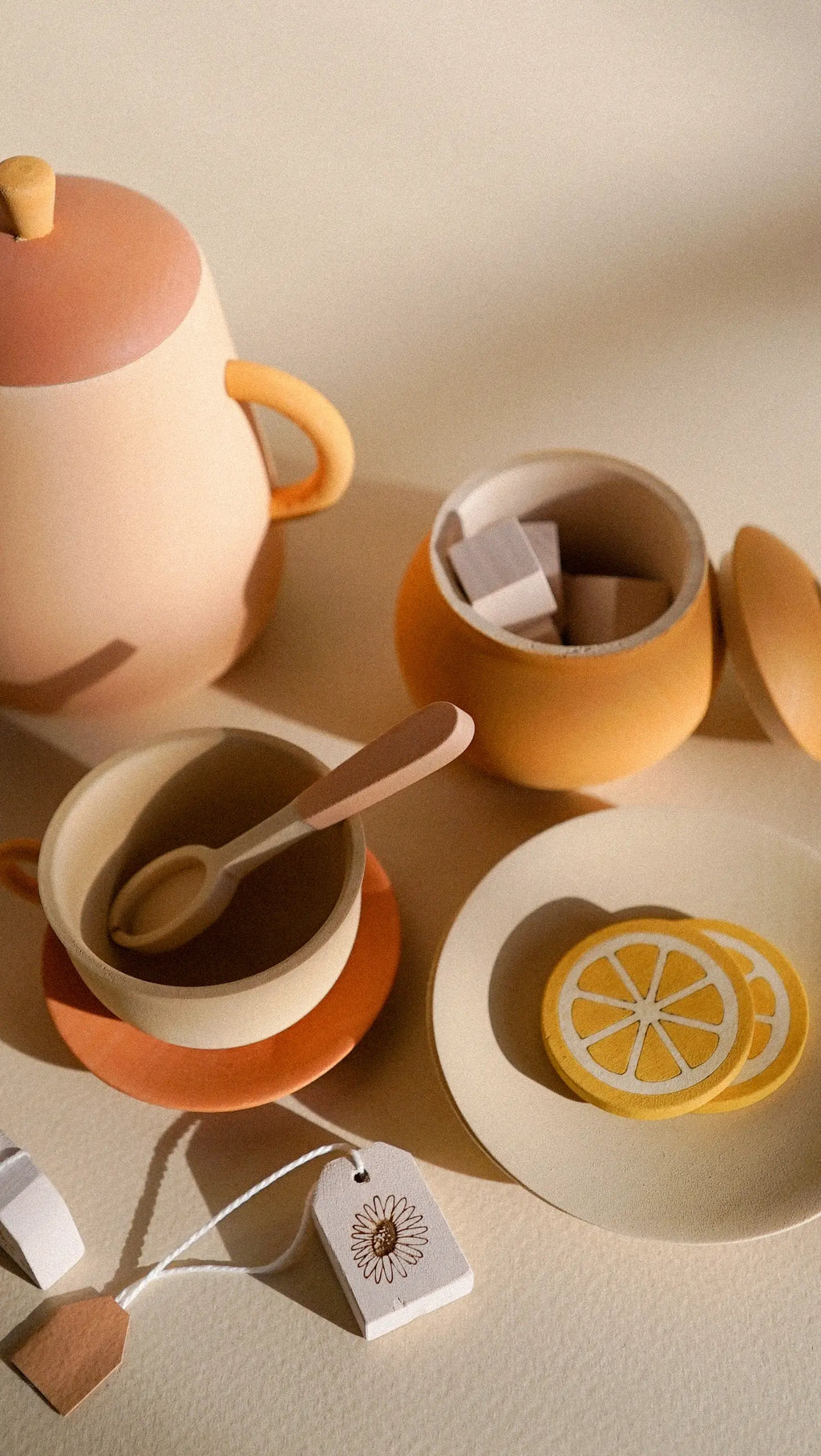 Sabo Concept Handmade Wooden Tea Set - Flower