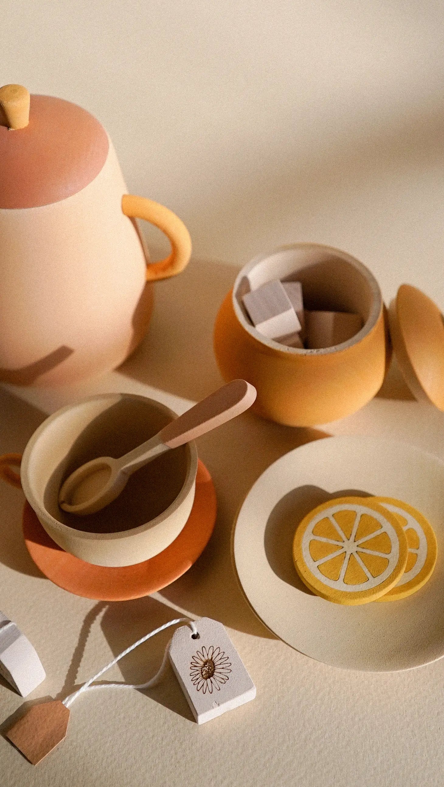Sabo Concept Handmade Wooden Tea Set - Flower