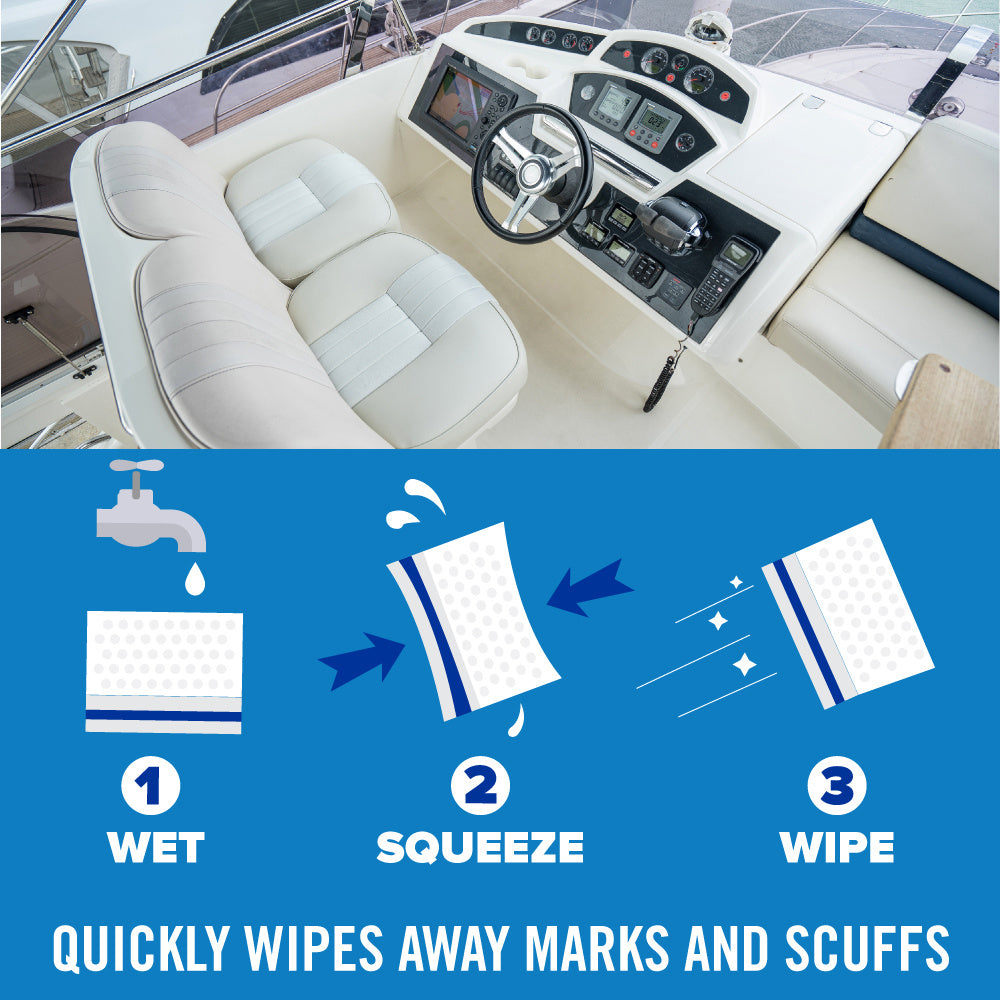 Boat Eraser Cleaning Sponge – No Bleach Magic Scrubber for Deck, Hull, Vinyl & Fiberglass – Removes Scuffs, Dirt & Grease on Pontoon, Fishing & Jon Boats (3, 9 or 12 Pack)