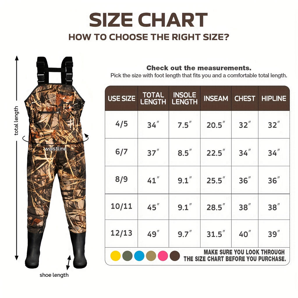 Kids Chest Waders Waterproof with Attached Boots - Youth Nylon Fishing & Hunting Waders, Cartoon Stripe Design, Lock Closure, Ages 4-13, Christmas & Easter Gift for Boys & Girls