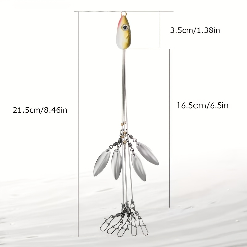 Alabama Umbrella Rig Fishing Lure Set 7 Pack - 5-Arm Multi-Head Bass Lure with Ultralight Tripod Frame, Beginner Friendly Swimbait Rig for Bass Walleye Striper, Mixed Color Freshwater Fishing Tackle