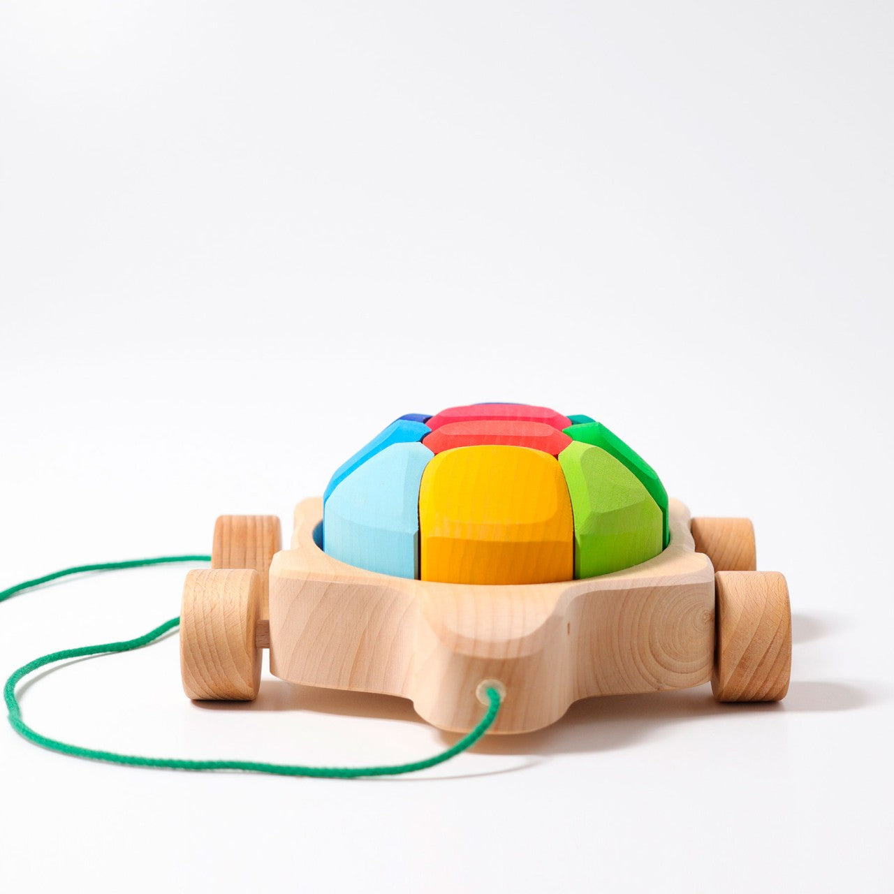 Grimm's Rainbow Turtle Pull-Toy and Building Blocks