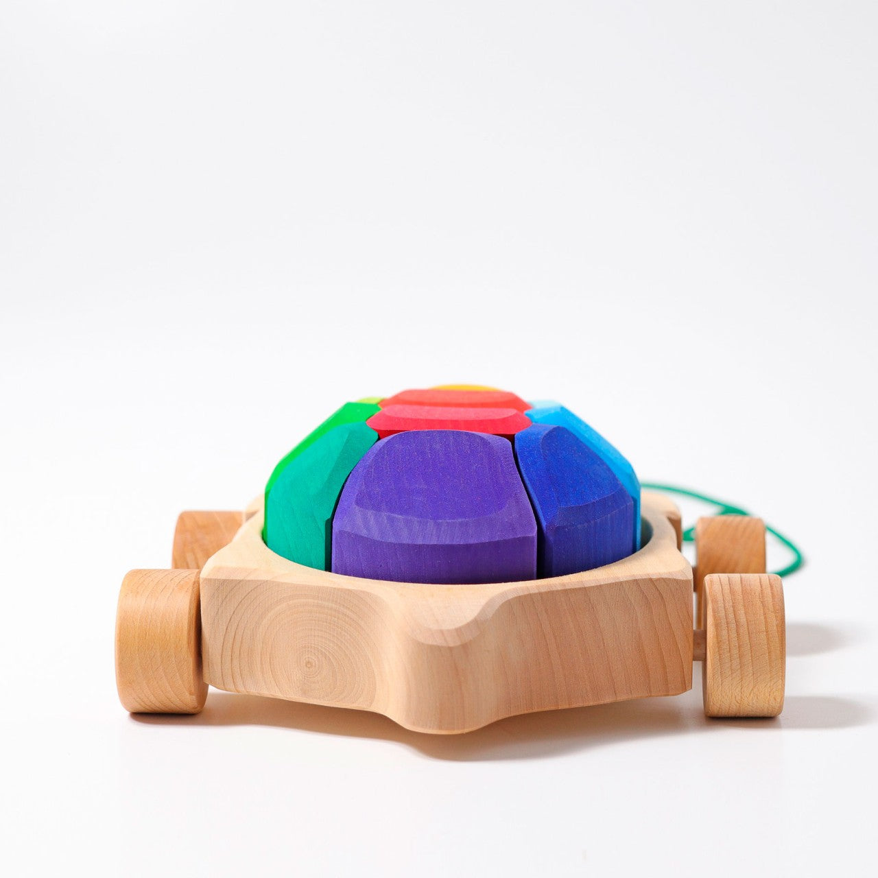 Grimm's Rainbow Turtle Pull-Toy and Building Blocks