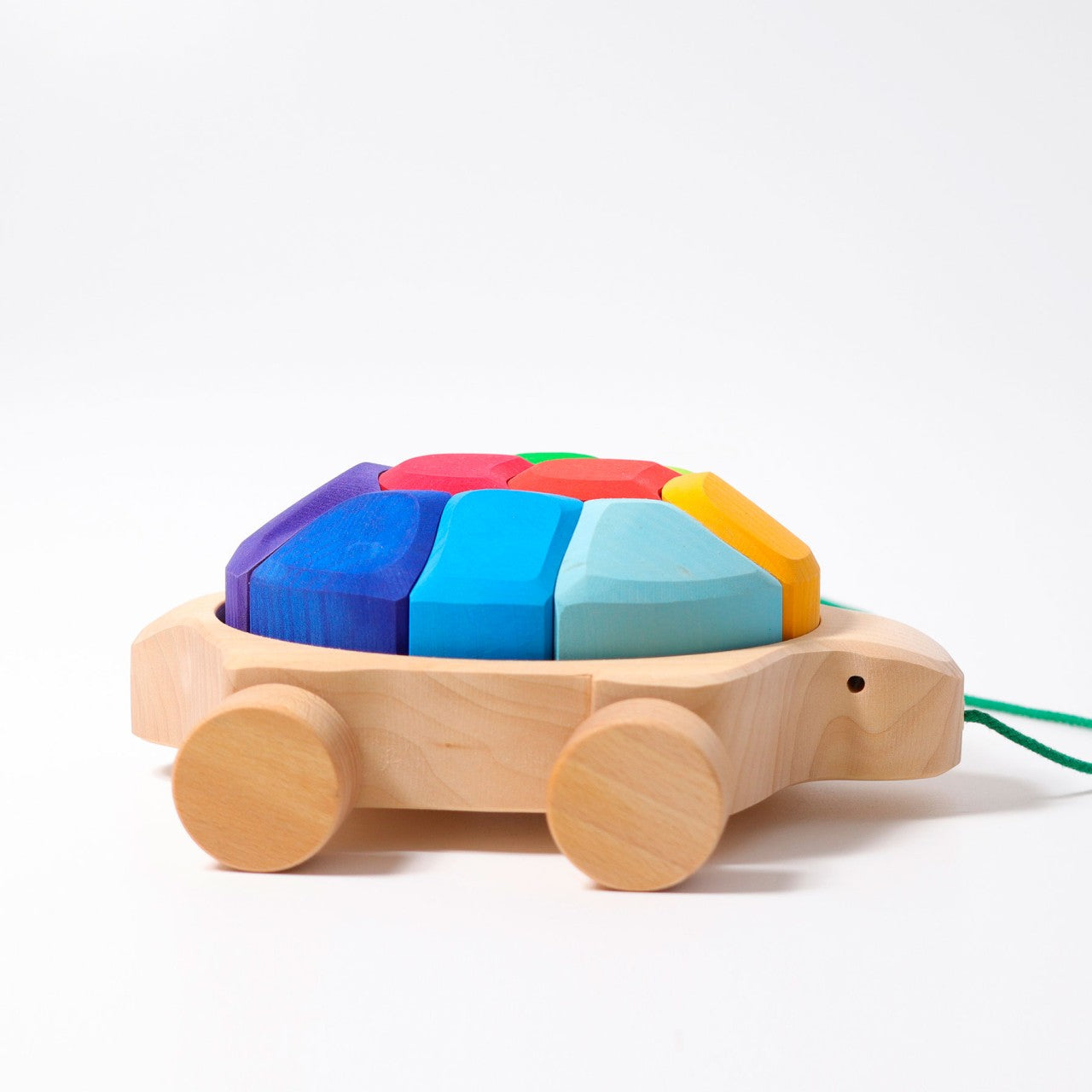 Grimm's Rainbow Turtle Pull-Toy and Building Blocks