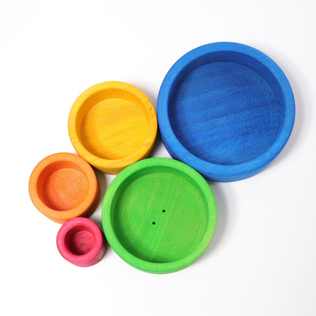 Grimm's Rainbow Stacking Bowls Blue to Red