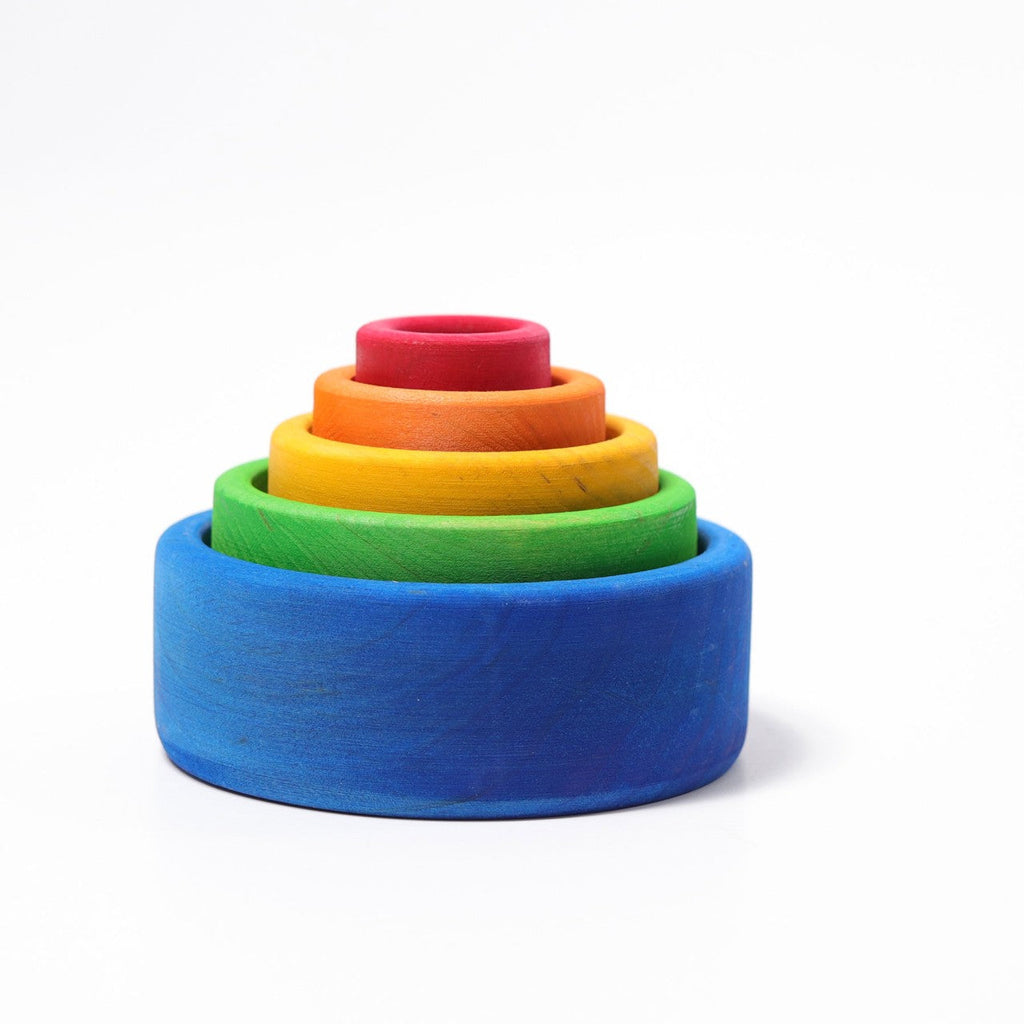 Grimm's Rainbow Stacking Bowls Blue to Red