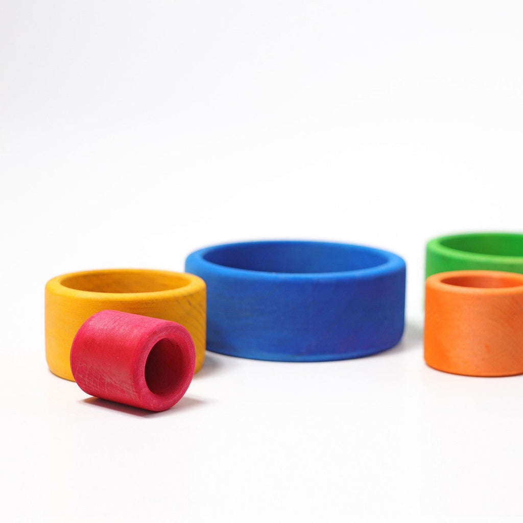 Grimm's Rainbow Stacking Bowls Blue to Red