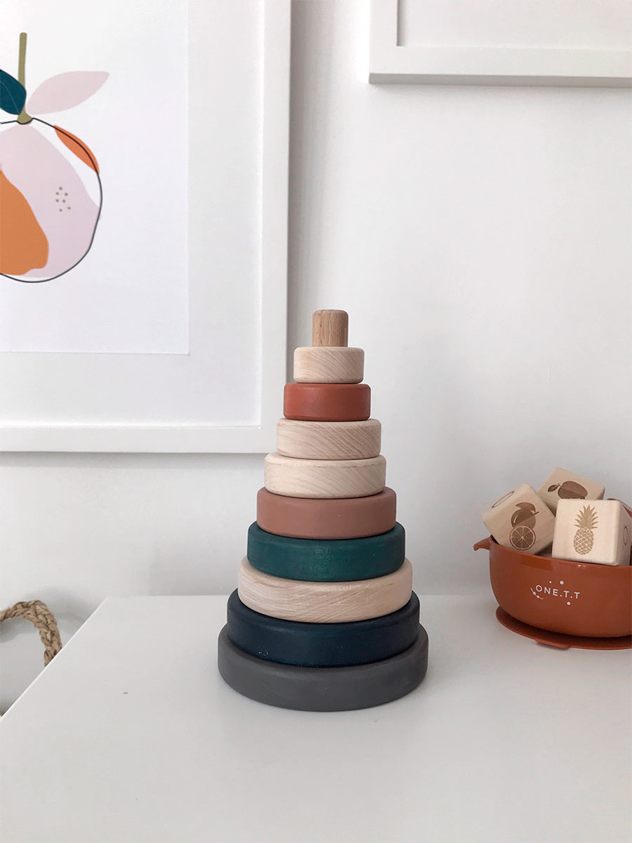 Sabo Concept Wooden Pyramid Stacker - Terracotta
