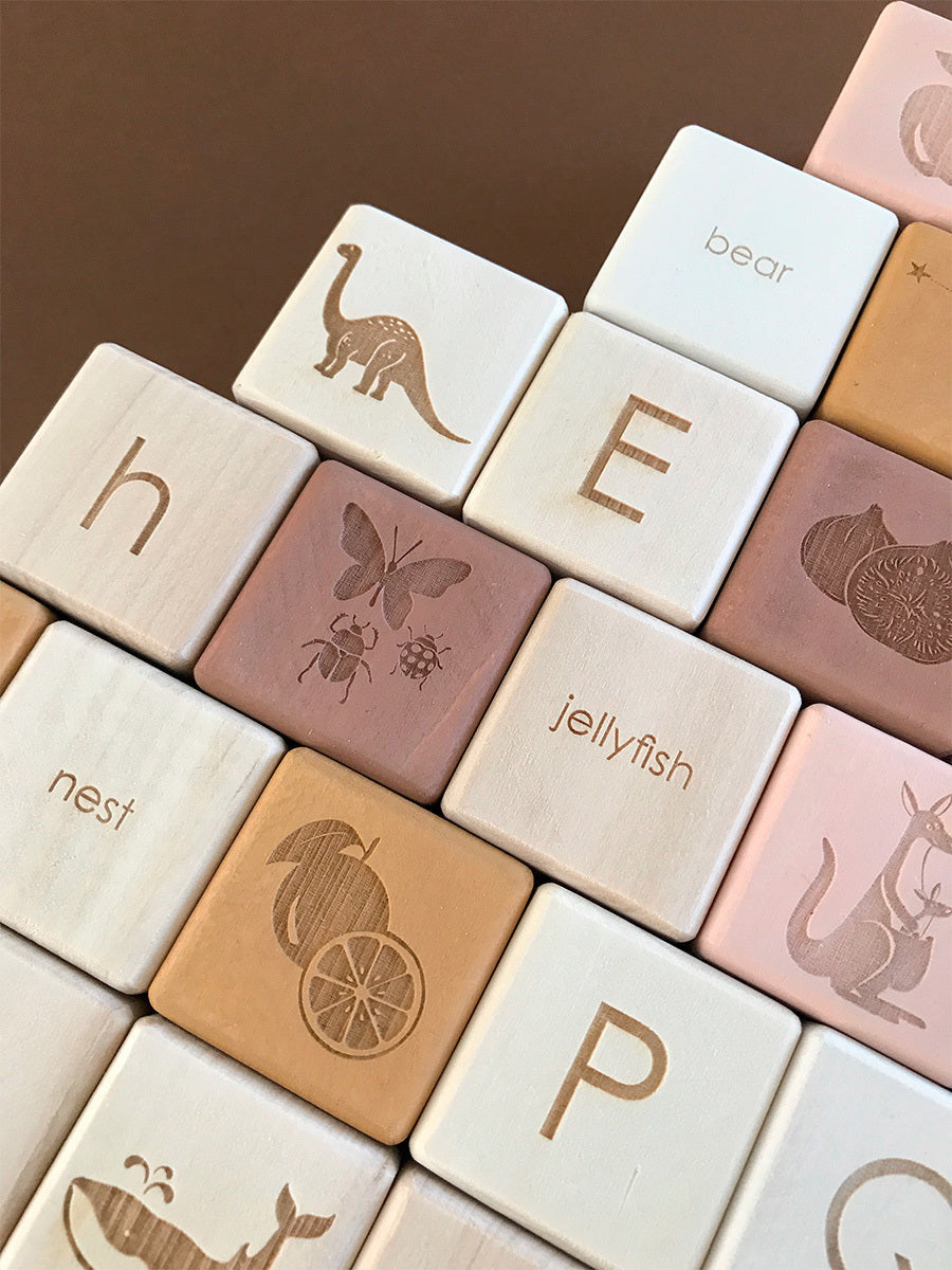 Sabo Concept Alphabet Wooden Blocks - Rose