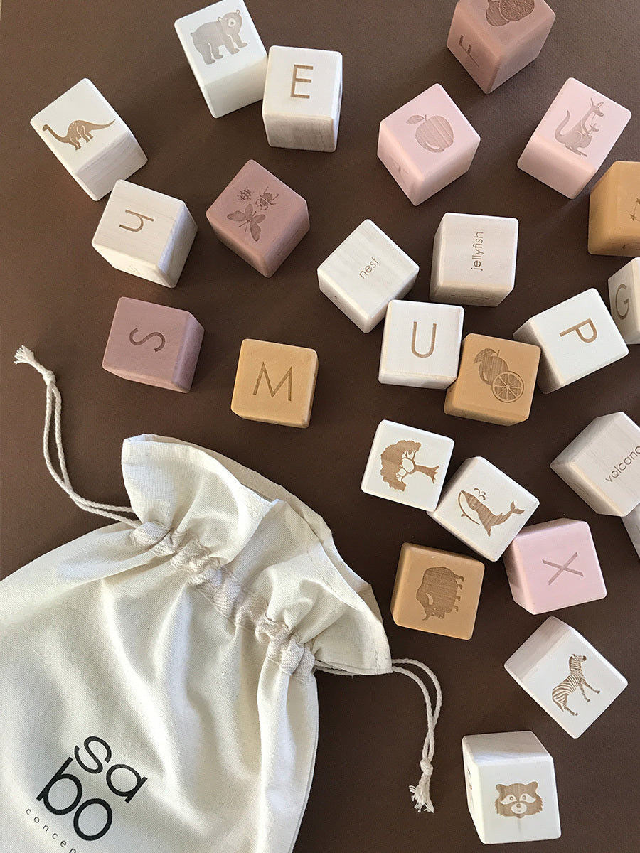 Sabo Concept Alphabet Wooden Blocks - Rose
