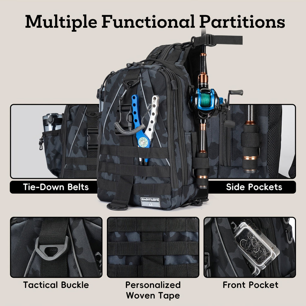 Waterproof Fishing Backpack Tackle Sling Bag – Rod Holder Daypack for Shore, Kayak & Fly Fishing | Men Women Outdoor Gear