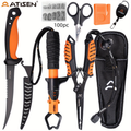 Fishing Knife Set 106PCS – Bait Knife, Luya Tongs, Knife Sharpener, Fishing Line Clippers & Anti-Loss Stretch Rope, Orange High-Visibility Fishing Tool Kit for Outdoor Camping Hiking, Best Gift for Men