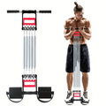 Resistance Band Foot Pedal Puller Multifunctional Stainless Steel Chest Expander Adjustable Tension Arm Shoulder Muscle Trainer for Home Gym Bodybuilding Strength Workout Sit-Up Exercise