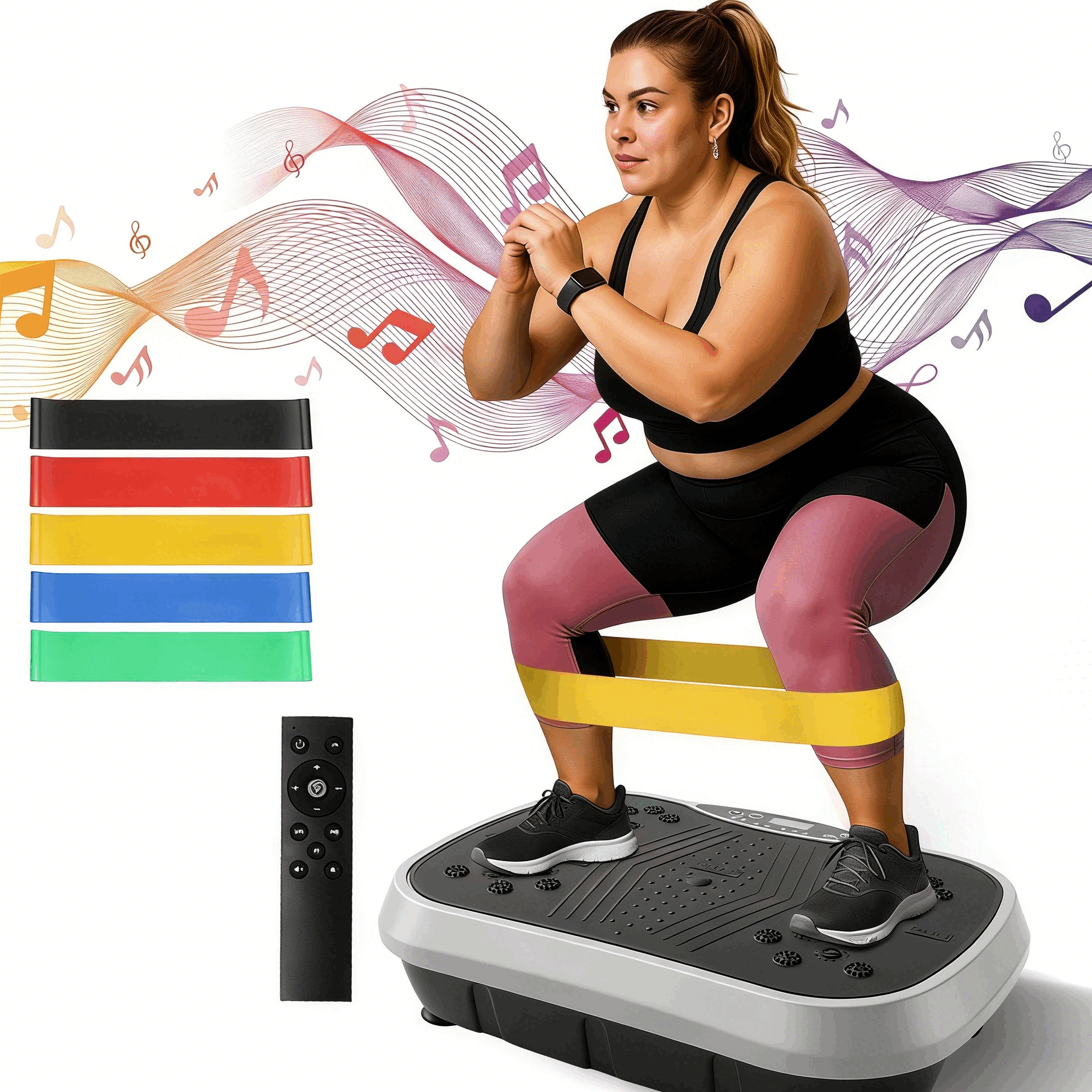 Vibration Plate Exercise Machine 120 Speed Levels – 5 Resistance Bands, LCD Display, Remote Control, 3 Workout Programs – Full Body Shaker for Weight Loss & Fat Burning, Women & Men