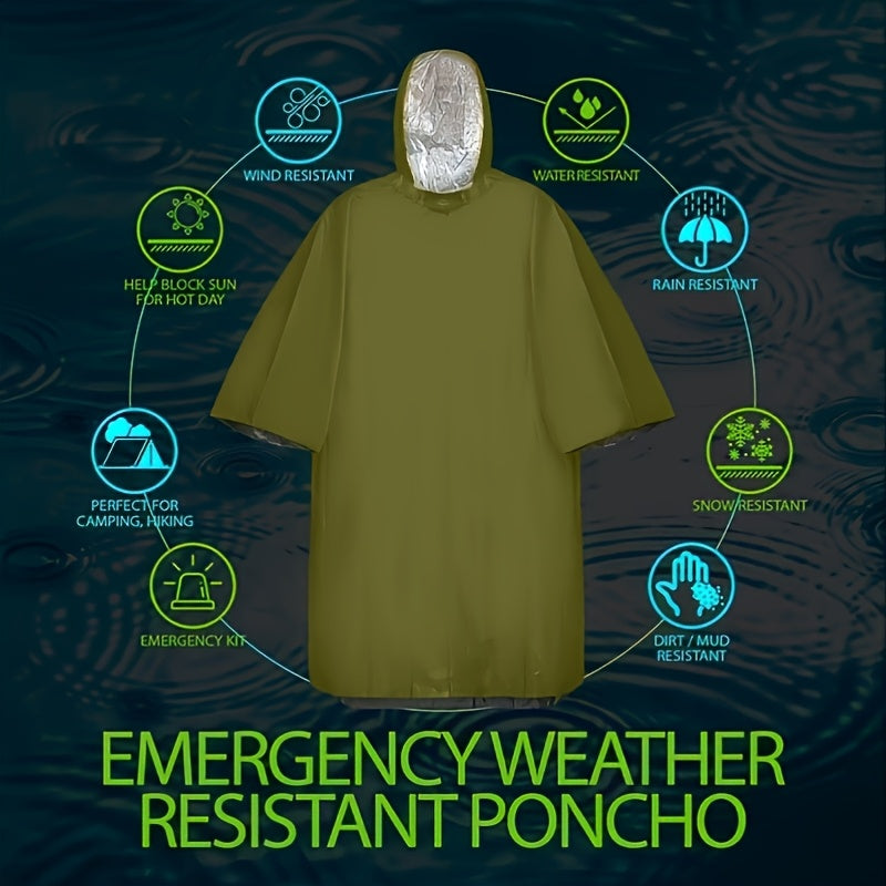 Emergency Mylar Survival Blanket Poncho 6-Pack | Waterproof Windproof Thermal Foil Space Blanket with Hood | Retains 90% Body Heat | Portable Outdoor Camping Hiking Gear Kit for Adults