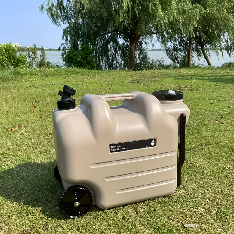 Portable Water Tank with Wheels 7.4 Gallon – Large Capacity Durable PE Square Water Container Jug for Camping, Hiking, Picnics & Outdoor Use – Khaki, Green, White, Black