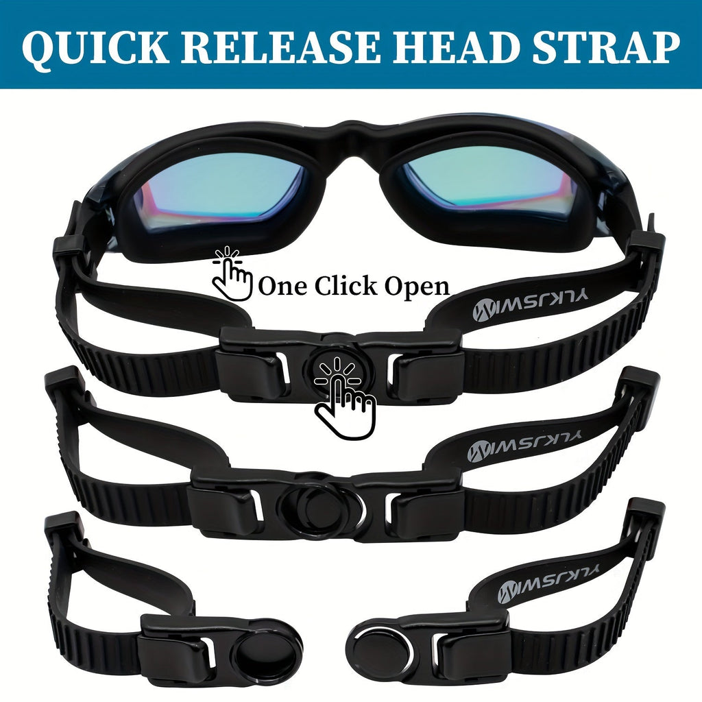 Anti-Fog Swim Goggles 2 Pack for Adults & Youth – Professional Mirrored Pool Goggles with UV Protection, No-Leak Wide View Lens, Adjustable Strap for Men Women Kids Swimmers