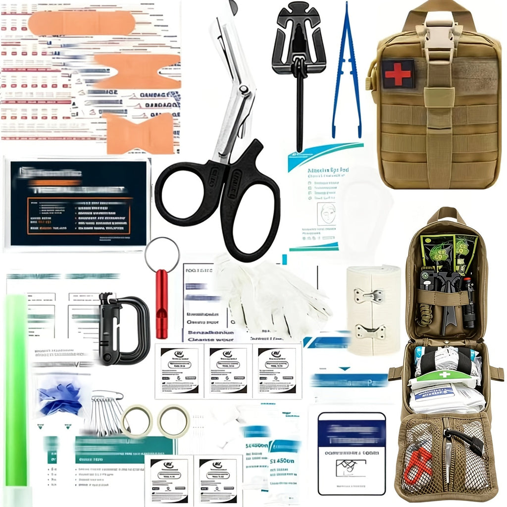 258-Piece Professional Survival Kit with Fire Starter Compass Multi-Tool for Men Camping Hiking Outdoor Exploration Emergency Preparedness Gift