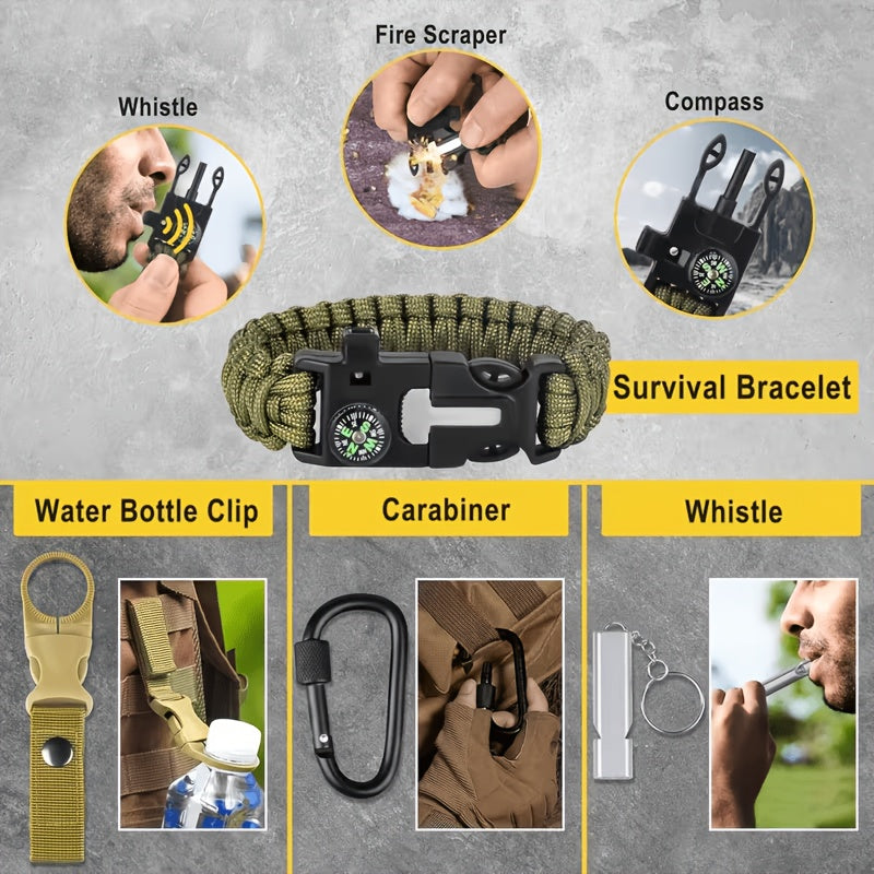258-Piece Professional Survival Kit with Fire Starter Compass Multi-Tool for Men Camping Hiking Outdoor Exploration Emergency Preparedness Gift