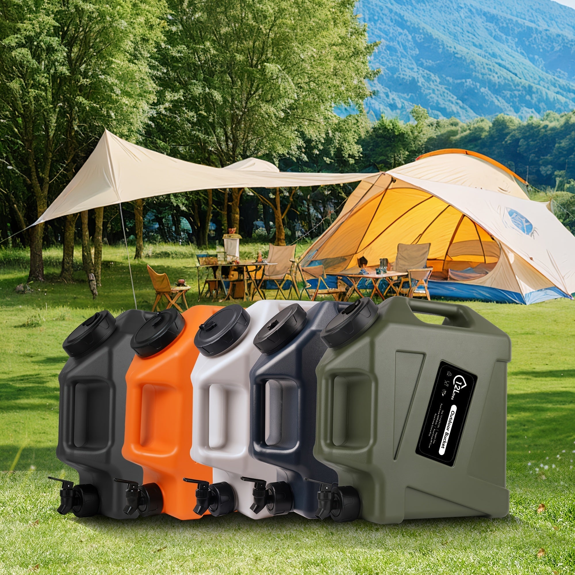 Water Storage Container with Spigot 2 Handles BPA Free PVC Collapsible Water Jug for Camping Outdoor RV Hiking Emergency Survival Portable Water Tank 3.2Gal 5Gal 2.6Gal Multi-Color Options