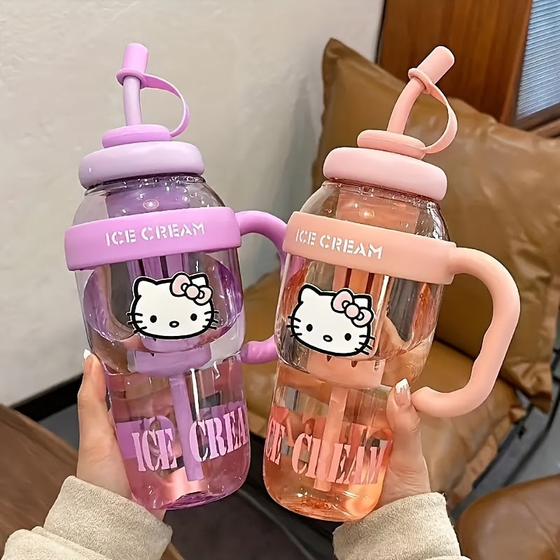 PPSU Straw Water Bottle with Hello Kitty Design – BPA-Free, Large Capacity, Drop-Resistant & Leak-Proof, Easy-Carry Handle, Ideal for Outdoor, Camping, Office & Home Use – Sanrio Kids & Adults Cup