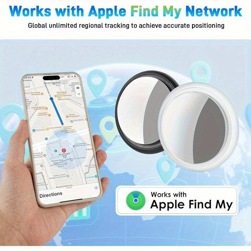 Wireless Smart Item Tracker Tags 2 Pack – Bluetooth Item Finder Compatible with Find My App (iOS), Replaceable Battery, Silicone Case Included, Lightweight Compact Locator for Keys, Luggage, Bags, Wallets & Pets