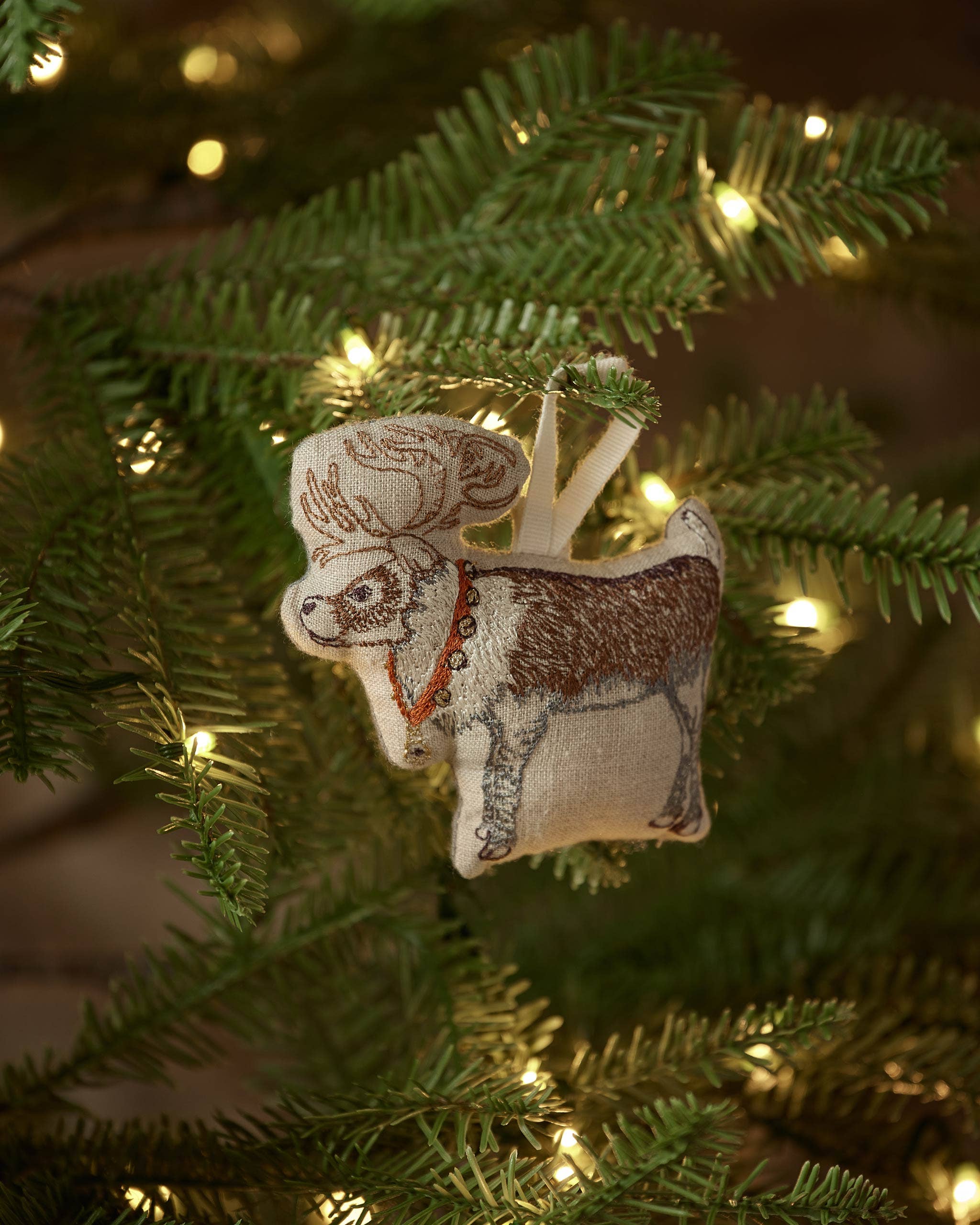 Coral & Tusk Reindeer with Bells Ornament