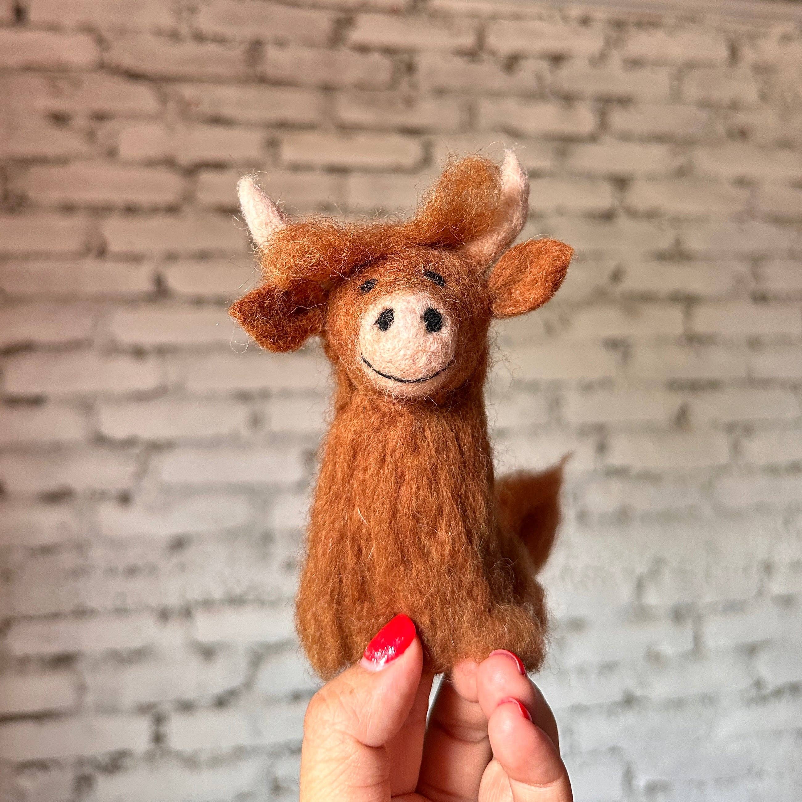 Felt Finger Puppet: Highland Cow
