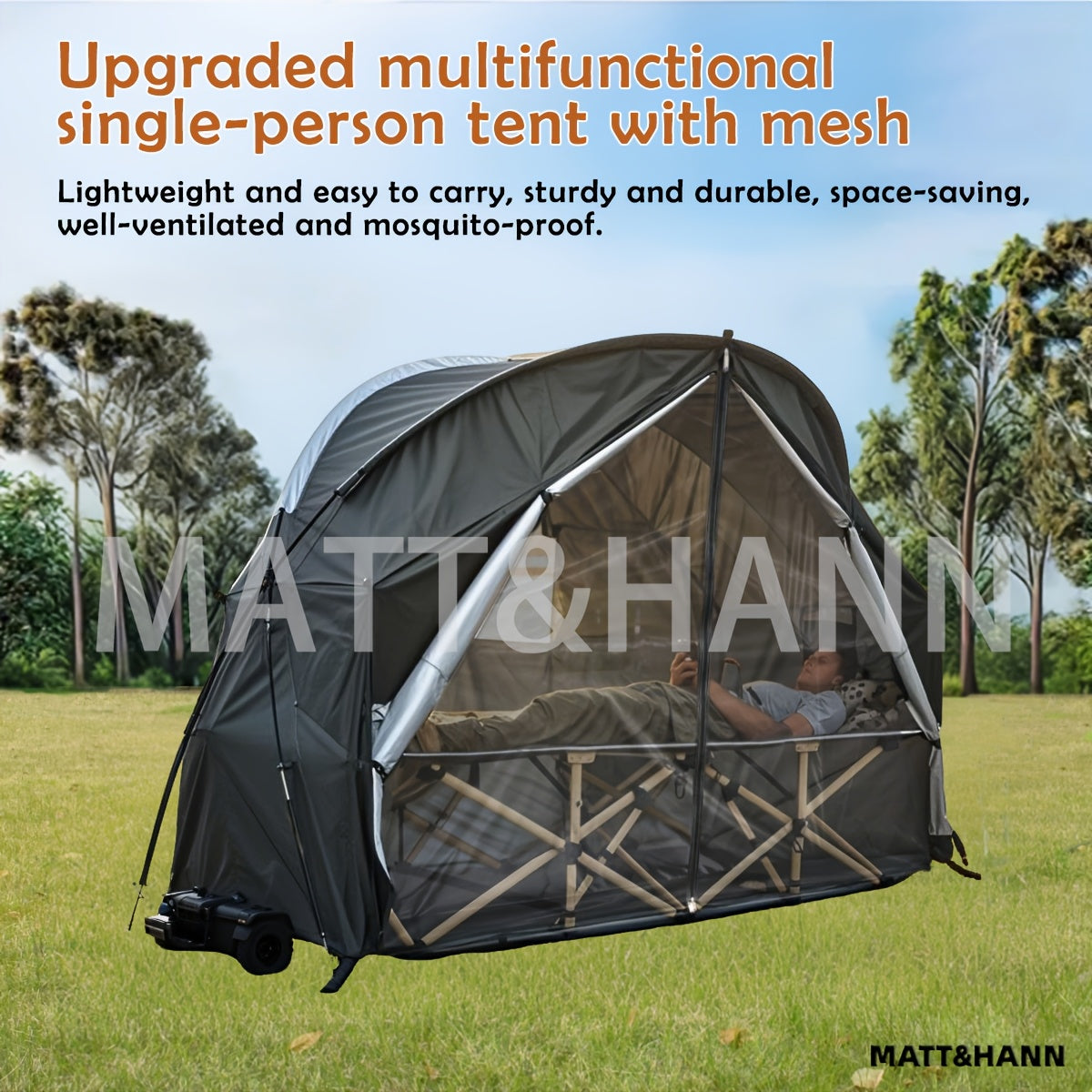 Ultralight Single Person Bicycle Tent with Mesh Ventilation – Freestanding, Easy Setup, Carbon Steel Poles, 3-Season – Lightweight Camping Tent for Cycling, Backpacking & Fishing