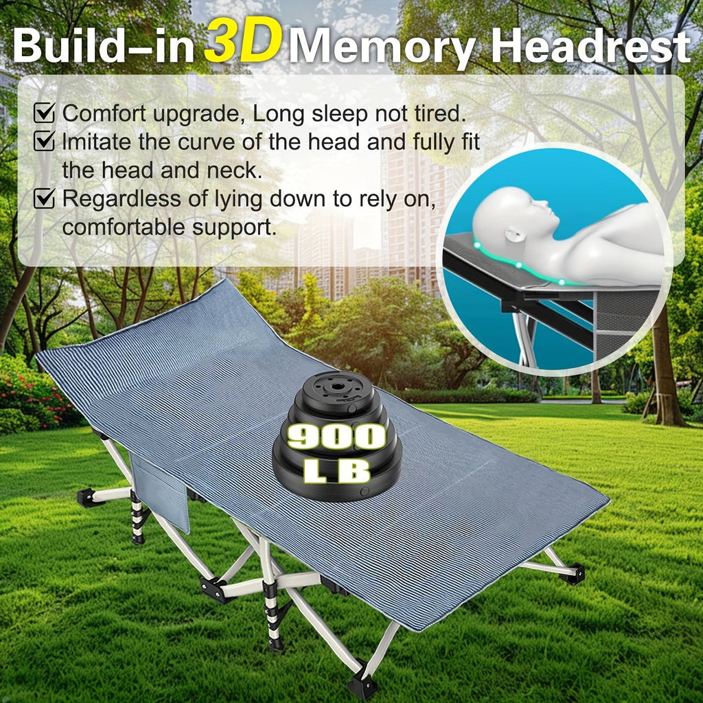 Folding Camping Cot with Mattress – XXL Heavy Duty Portable Sleeping Bed with Carry Bag, 700–900 lbs Capacity, 36×80 Inch Pad, Guest Bed for Adults, Easy Setup for Outdoor Camping Travel Backpacking