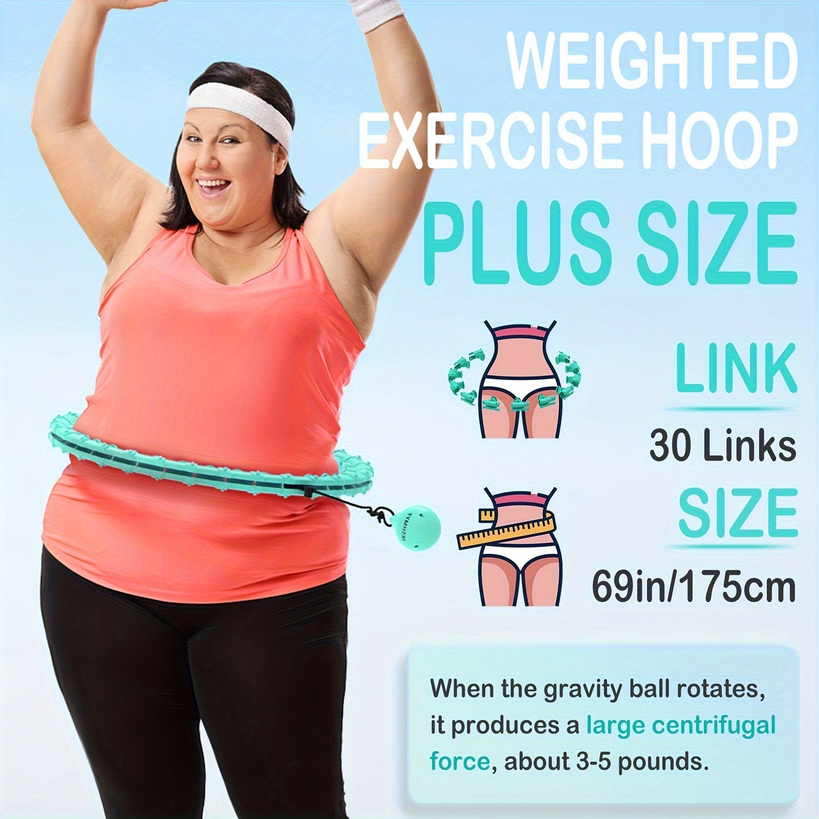 Weighted Hula Hoop Exercise Ring 69" – Smart Pilates Circle with 30 Detachable Knots, Plus Size Adjustable Fitness Hoop for Adults, Beginners & Core Workout