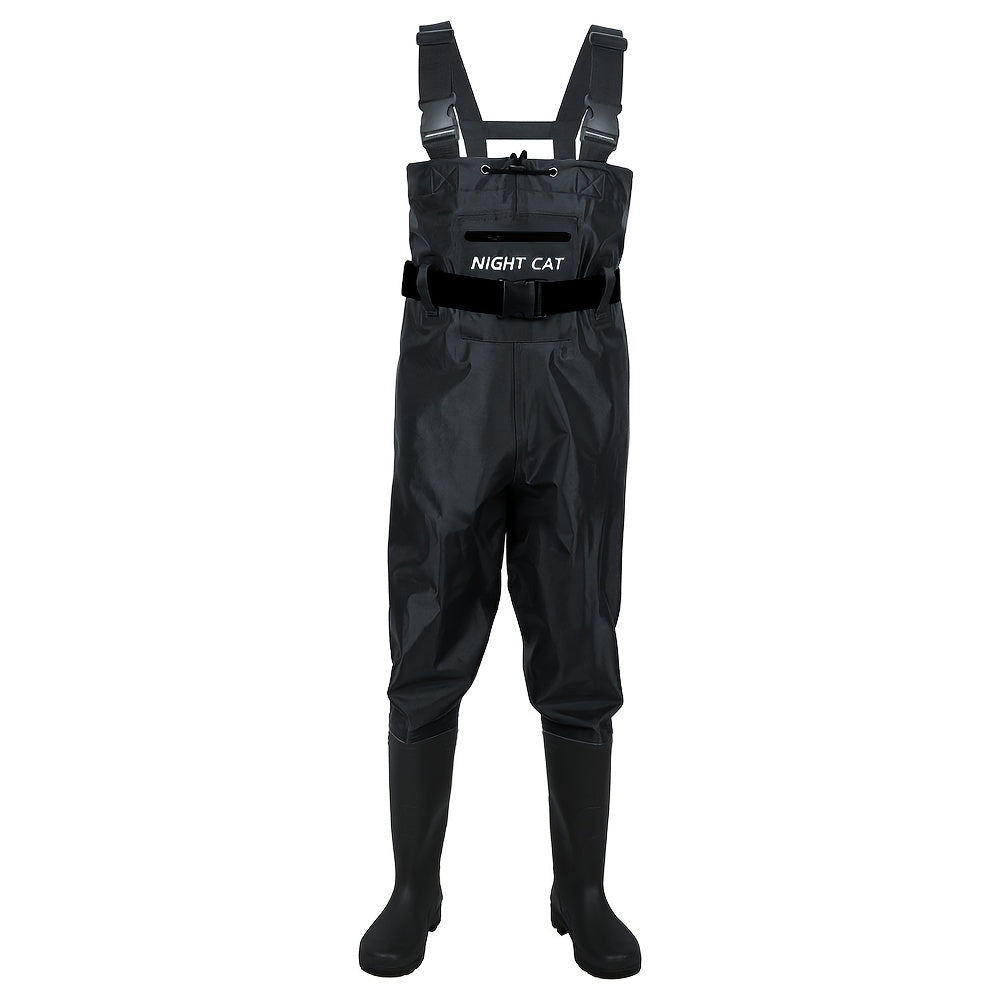Waterproof Chest Waders for Men – Bootfoot PVC Fishing Suit with H-Back Suspenders, Anti-Slip Rubber Boots | Sizes 7.5–13 | Ice Fishing, Fly Fishing, Saltwater & Hunting