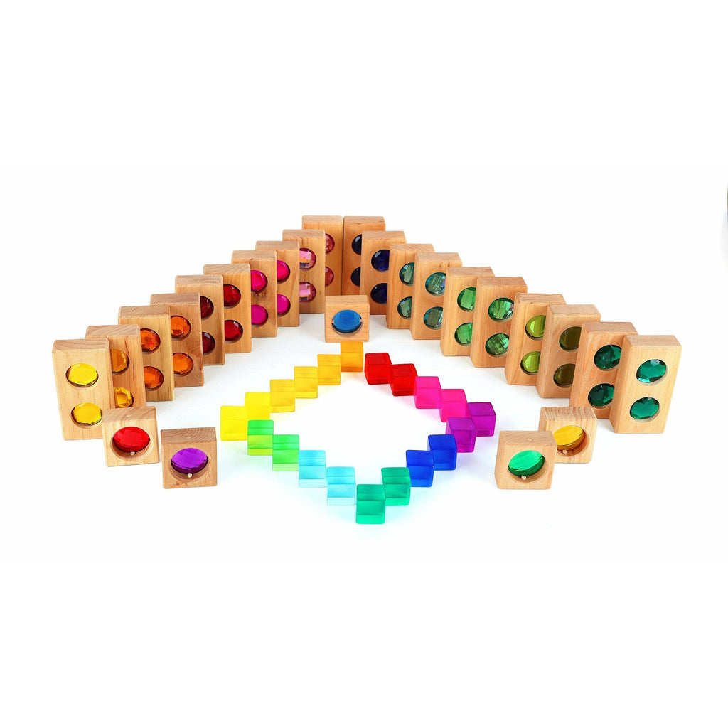 Bauspiel Gem Blocks with Lucent Cubes (45 pieces) - ships in approximately 1-2 weeks