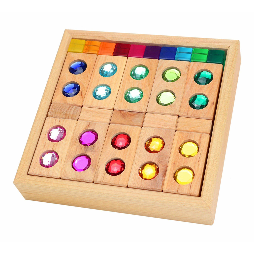 Bauspiel Gem Blocks with Lucent Cubes (45 pieces) - ships in approximately 1-2 weeks