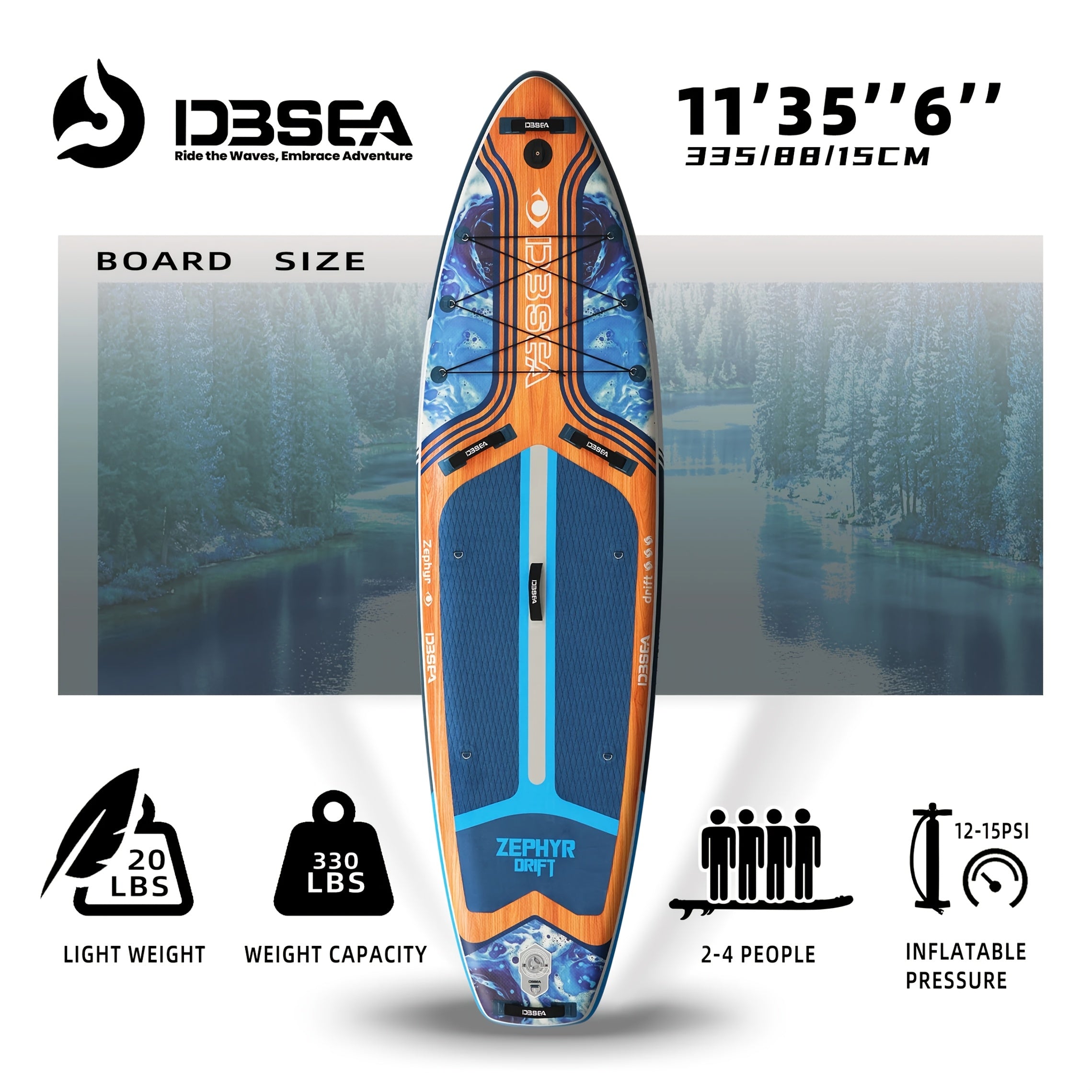 Wide Inflatable SUP Board 11ft x 32'' Extra Wide Stand Up Paddle Board for Youth Adults with Backpack Dry Bag Paddle Leash Hand Pump Fins Stable Design