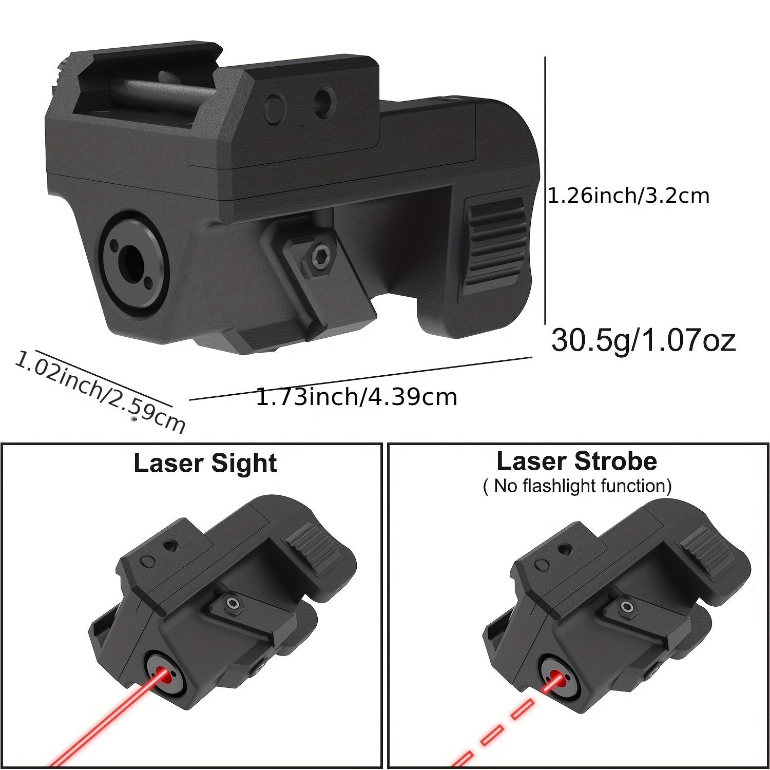Picatinny Rail Laser Sight USB Rechargeable Red Dot with Strobe Mode, Class IIIA
