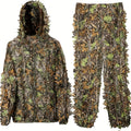 3D Leaf Ghillie Suit Lightweight Camouflage Hunting Suit for Men Women - Full Body Camo Outfit for Wildlife Photography, Birdwatching, Airsoft, Spring Summer Autumn Outdoor Training