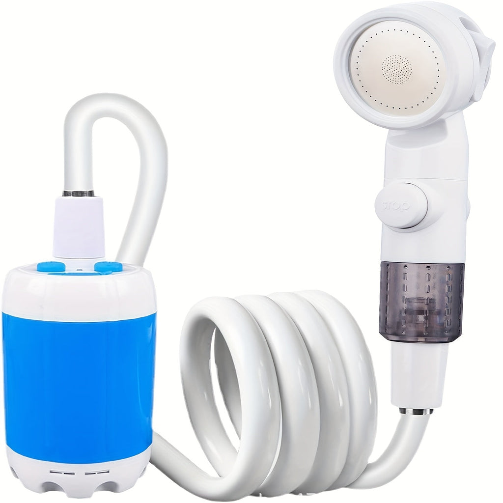 Rechargeable Electric Camping Shower Pump - Portable Outdoor Shower for Hiking, Climbing, Beach & Backpacking, USB Rechargeable Submersible Water Pump for Car Washing, Pet Bathing, Crop Watering & Garden Irrigation