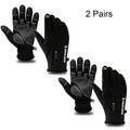 Windproof Knit Gloves for Outdoor Riding & Skiing – 2 Pairs Full-Finger Slip-Resistant Winter Gloves | 100% Polyamide Warm Gloves for Men & Women | S M L XL XXL | Black Gray