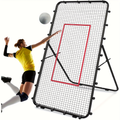 Volleyball Rebounder Net 7x4ft Adjustable Angle – Portable Steel Frame Training Rebounder with High-Tension PE Netting & 24 Elastic Cords for Volleying Bumping Spiking Practice – Solo & Team Drills