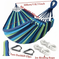 Outdoor Woven Hammock with Wooden Spreader Bar – Thickened Nylon Rope, Single or Double Size – Hanging Chair Swing Bed for Garden, Courtyard, Park & Balcony (No Frame Included)