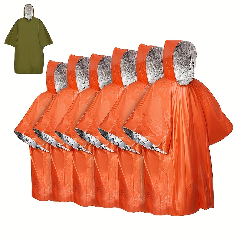 Emergency Mylar Survival Blanket Poncho 6-Pack | Waterproof Windproof Thermal Foil Space Blanket with Hood | Retains 90% Body Heat | Portable Outdoor Camping Hiking Gear Kit for Adults