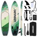 11ft SUP Board Inflatable Stand Up Paddle Board – Non-Slip Deck, Wide Stance, Heavy-Duty for Adults Beginners Experts, Yoga Fishing Lake Ocean River, Travel Backpack Included