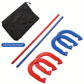Horseshoes Game Set Heavy Duty – 4 Forged Steel Horse Shoes & 2 Stakes, 1.2lb Each, Red & Blue – Outdoor Lawn Game for Adults & Family, Backyard, Beach & Party