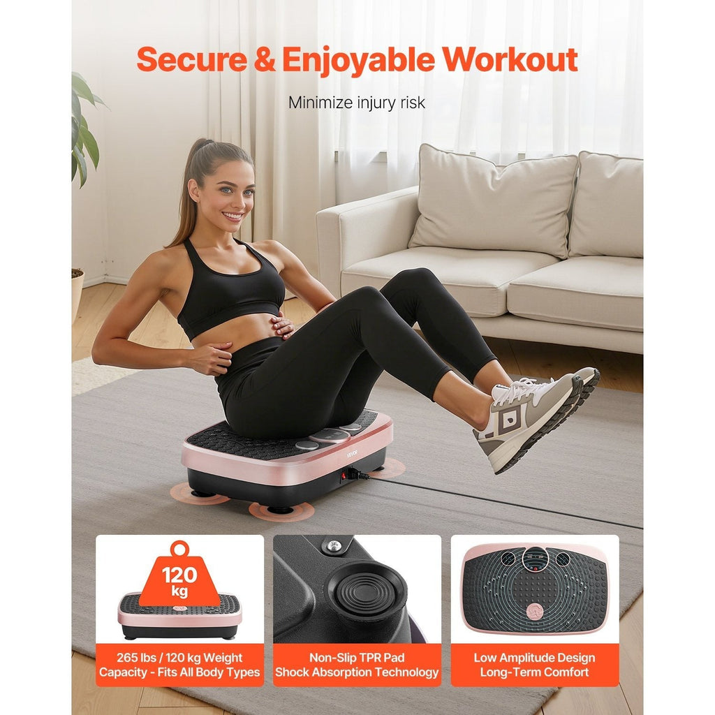 Vibration Plate Exercise Machine 3D – 99 Intensity Levels, 22 Magnetic Acupoints, Foot Massage Mat, 265 lbs Capacity, Remote Control & 2 Resistance Bands for Full Body Fitness