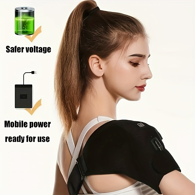 Heated Shoulder Massager with 3 Vibration Modes – USB Rechargeable, Wireless, Heat Therapy Neck Shoulder Wrap, Gift for Men Women Seniors